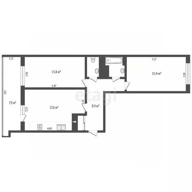 2-к кв. Омская область, Омск ул. 1-ой Красной Звезды, 73 (66.0 м) - Фото 2