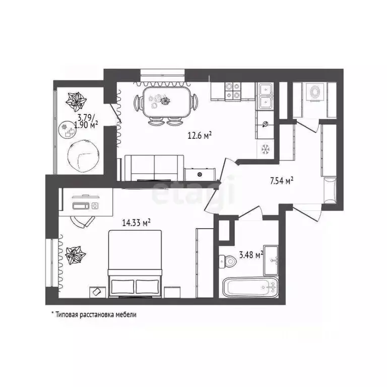 1-к кв. Тюменская область, Тюменский муниципальный округ, д. Патрушева ... - Фото 1