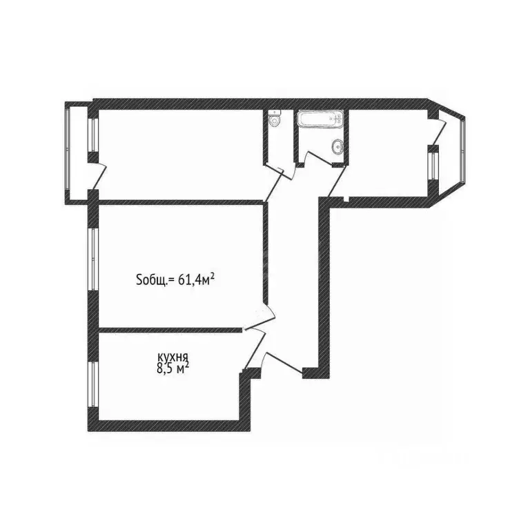 3-к кв. Брянская область, Брянск ул. Брянского Фронта, 4 (61.4 м) - Фото 2