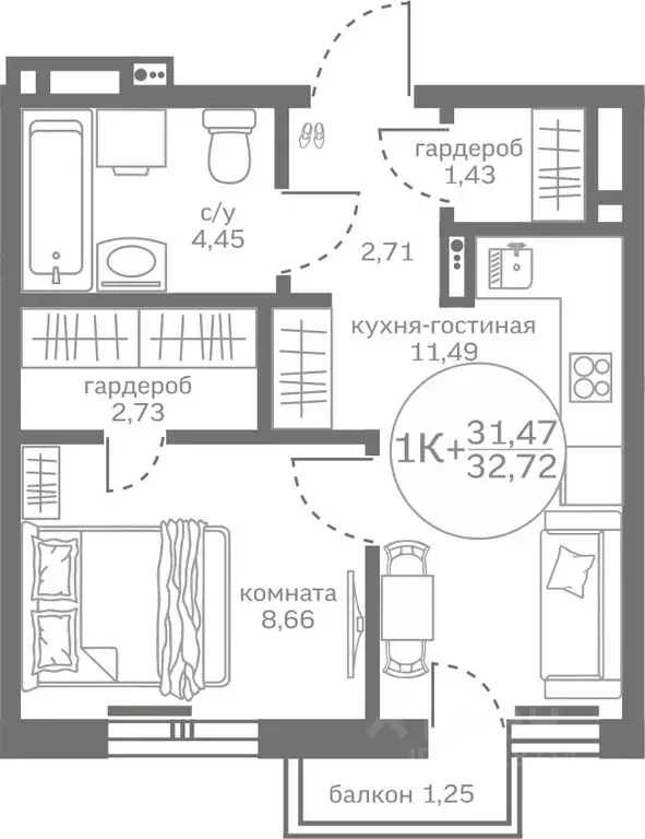 1-к кв. Тюменская область, Тюменский район, д. Патрушева ул. Петра ... - Фото 0