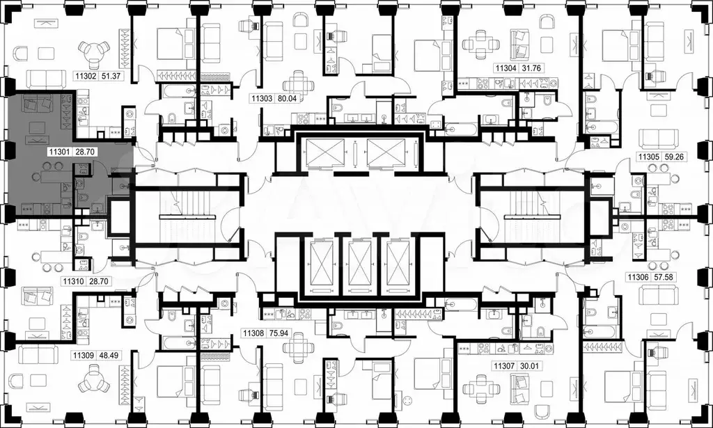 Квартира-студия, 28,7 м, 13/52 эт. - Фото 1