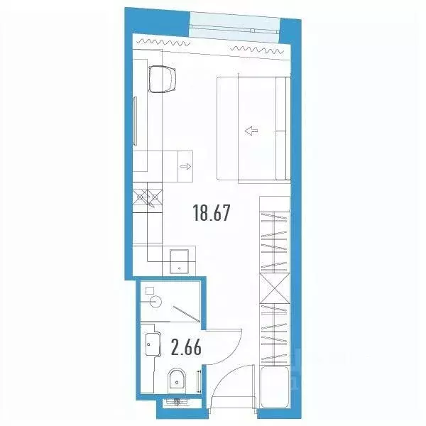 Студия Санкт-Петербург пл. Конституции, 3 (21.33 м) - Фото 0