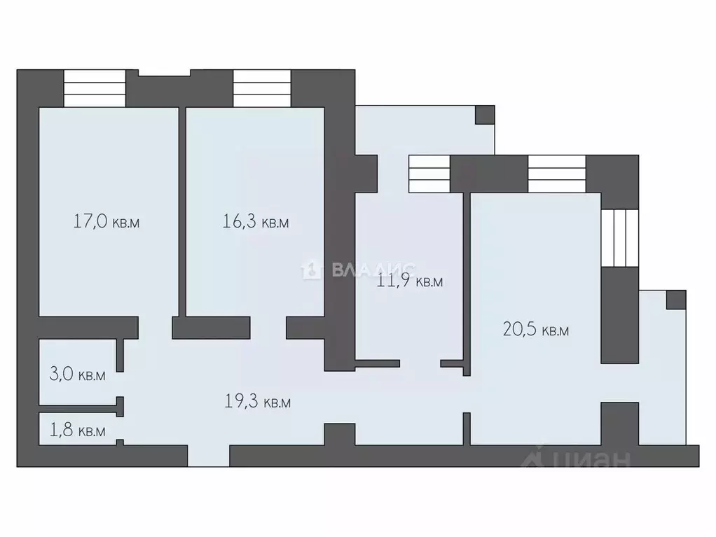 3-к кв. Рязанская область, Рязань Вокзальная ул., 51А (89.9 м) - Фото 2