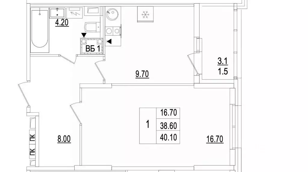 1-к кв. Москва ул. Вешних Вод, 70к3 (40.1 м) - Фото 2