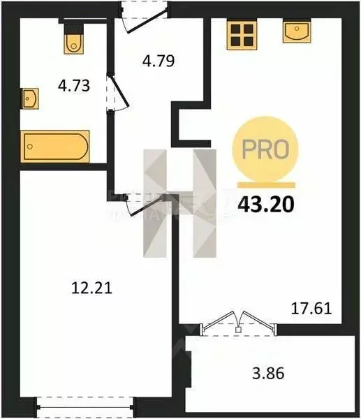 1-к кв. Калининградская область, Гурьевск Включи жилой комплекс (42.72 ... - Фото 1