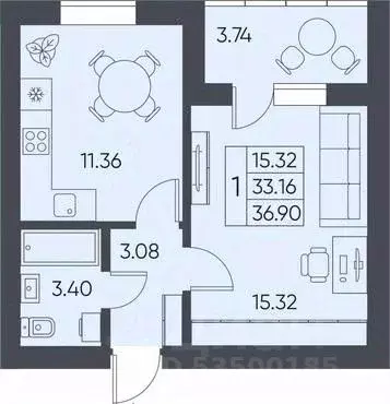 1-к кв. Саратовская область, Татищево рп  (36.9 м) - Фото 0