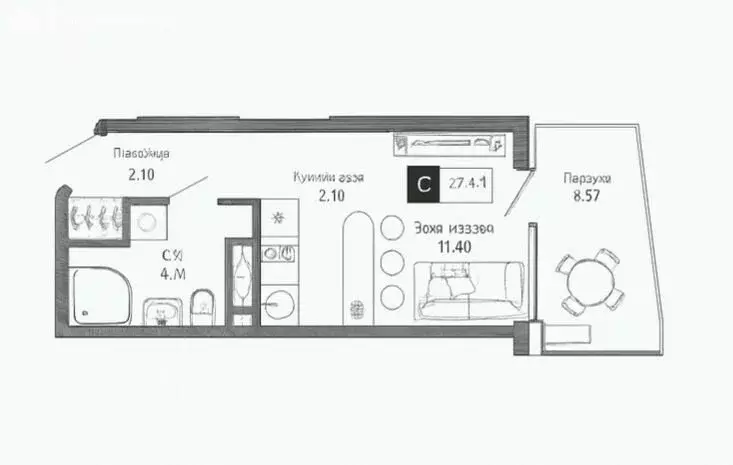 Квартира-студия: Алушта, Западная улица, 4к3/2 (27.43 м) - Фото 2
