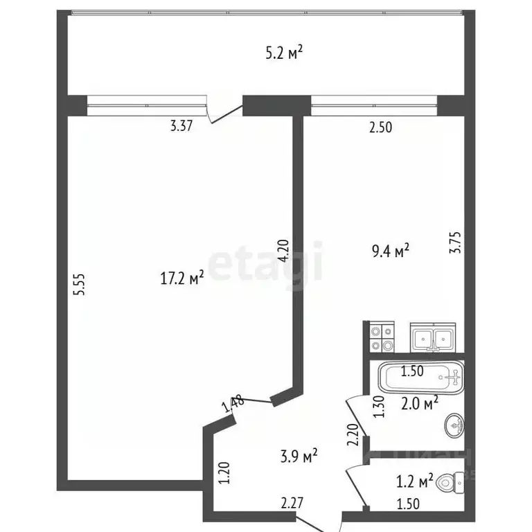 1-к кв. Самарская область, Самара Аэродромная ул., 87 (33.7 м) - Фото 2