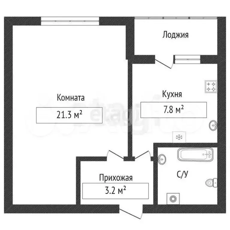 1-к. квартира, 36,2 м, 4/5 эт. - Фото 0