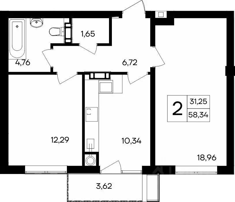 2-к кв. Крым, Симферопольский район, Гвардейское пгт ул. Курганная, ... - Фото 0