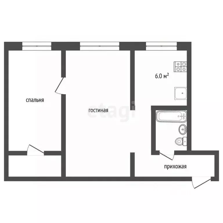 2-к кв. Красноярский край, Норильск ул. Богдана Хмельницкого, 25 (42.4 ... - Фото 2