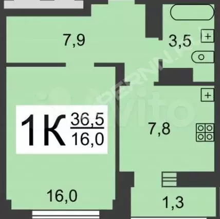 1-к. квартира, 35 м, 9/23 эт. - Фото 0