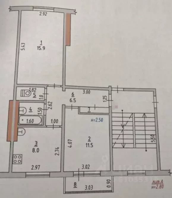 2-к кв. Краснодарский край, Ейск ул. Седина, 46/1 (47.0 м) - Фото 1