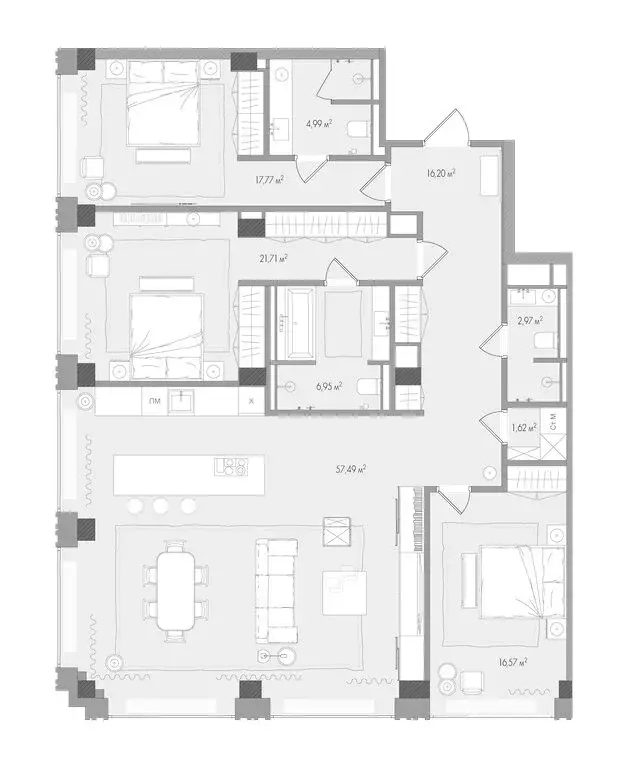 3-комнатная квартира: Москва, Садовая-Сухаревская улица, 14с1 (148.11 ... - Фото 0