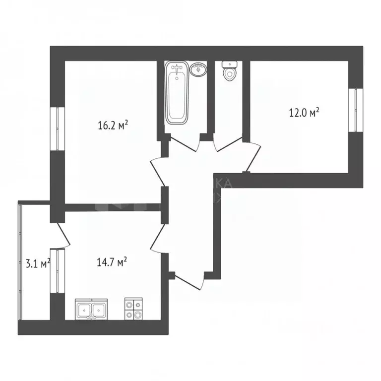 2-к кв. Тюменская область, Тюмень ул. Газопромысловая, 3 (56.6 м) - Фото 1
