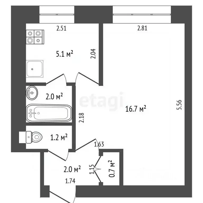 1-к кв. Нижегородская область, Нижний Новгород просп. Героев, 31 (27.7 ... - Фото 2