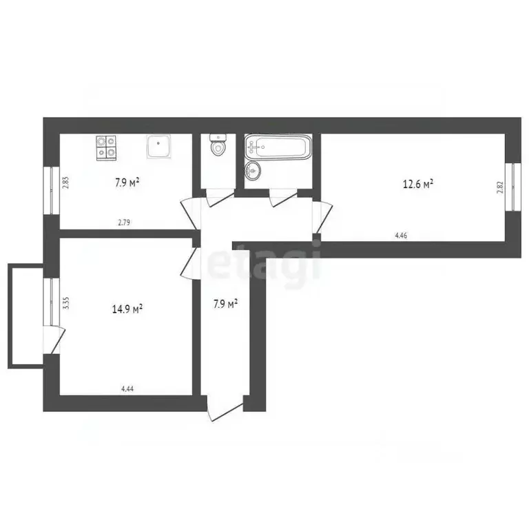 2-к кв. Ямало-Ненецкий АО, Ноябрьск Транспортная ул., 14 (48.2 м) - Фото 2