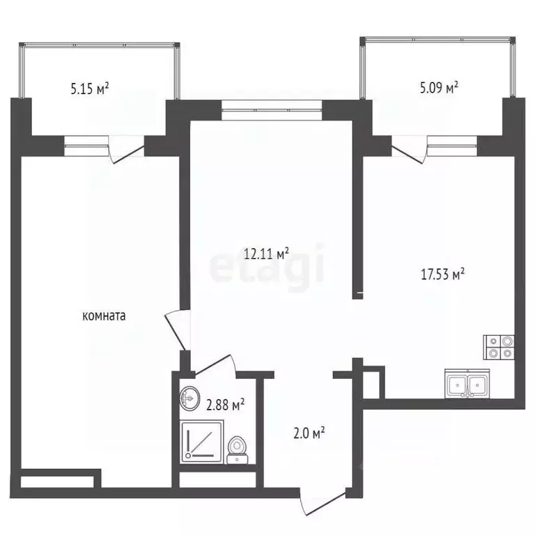 2-к кв. Ханты-Мансийский АО, Сургут Игоря Киртбая ул., 28 (61.0 м) - Фото 1