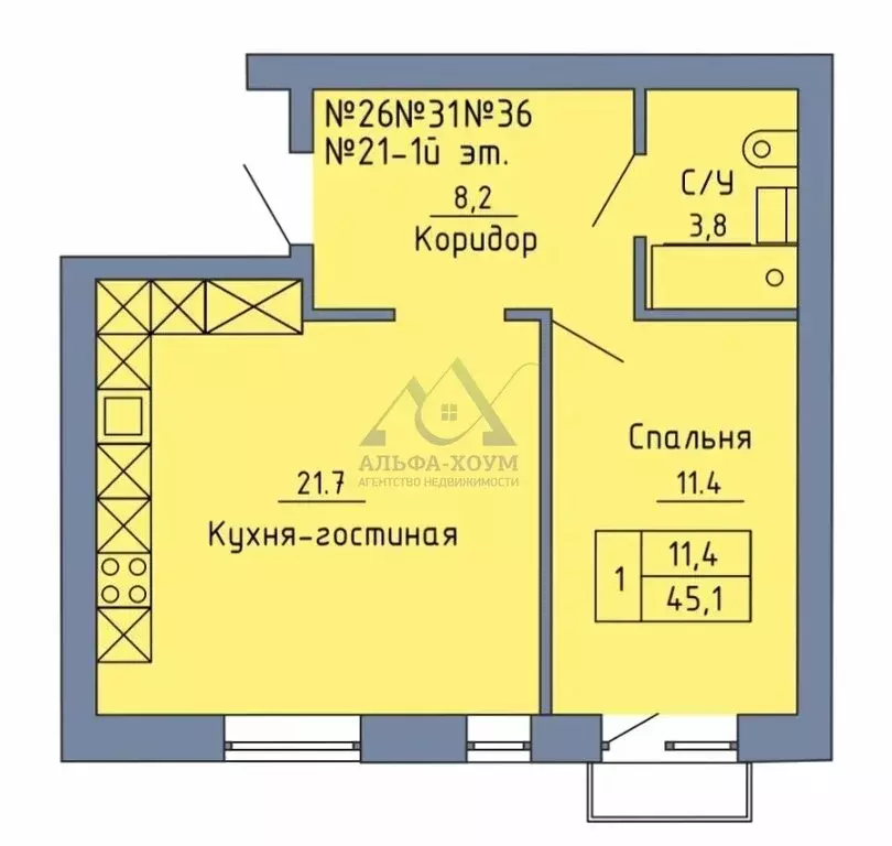1-комнатная квартира: Оренбург, микрорайон Красный Городок, Станочный ... - Фото 0