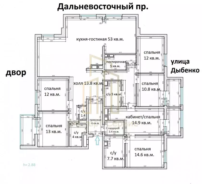 Квартира, 5 и более комнат, 186.1 м - Фото 2