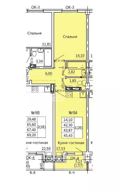 2-к кв. Курская область, Курск Театральная ул., 14 (45.43 м) - Фото 1