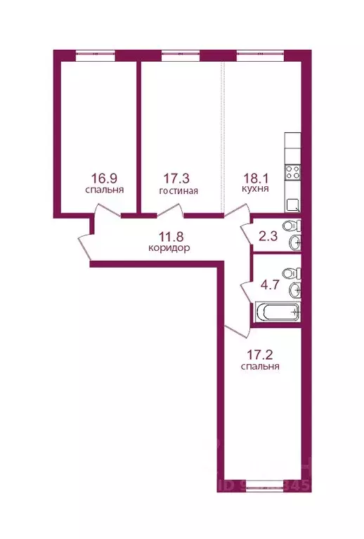 3-к кв. Иркутская область, Иркутск Топкинский мкр, 69 (88.3 м) - Фото 0