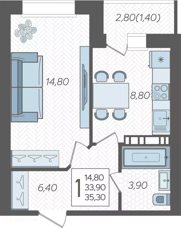 Продаётся 1-к квартира, 35.3 м - Фото 0