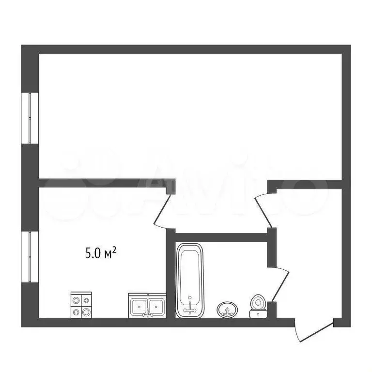 1-к. квартира, 29,7 м, 2/5 эт. - Фото 1