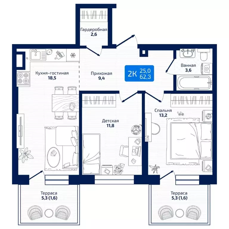 2-к кв. Самарская область, Самара ул. 8-я Радиальная, 31 (62.3 м) - Фото 1