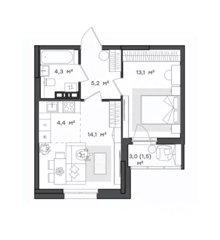 1-к кв. Ярославская область, Ярославль Тутаевское ш., 93Б (42.6 м) - Фото 1