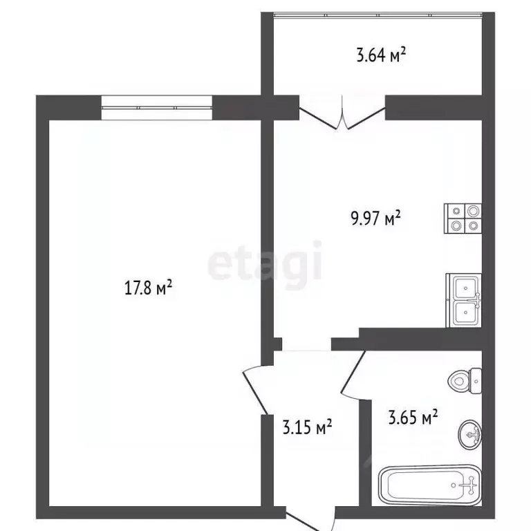 1-к кв. Краснодарский край, Анапа ул. Адмирала Пустошкина, 22к6 (34.3 ... - Фото 1