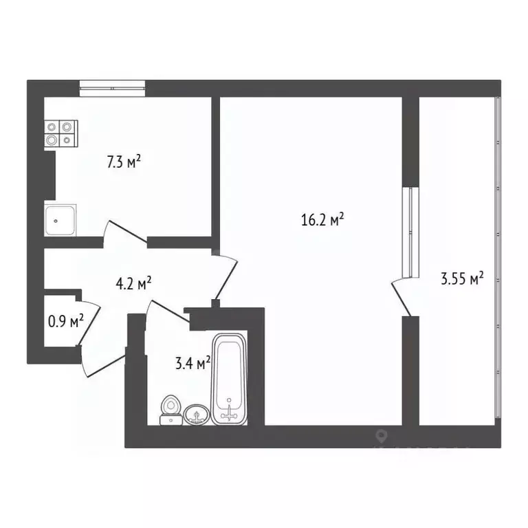 1-к кв. Севастополь ул. Бориса Михайлова, 1 (35.1 м) - Фото 2