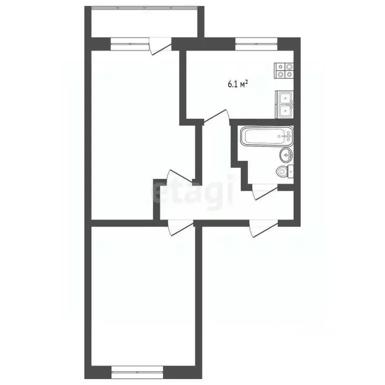 2-к кв. Омская область, Омск ул. Челюскинцев, 95 (47.1 м) - Фото 1