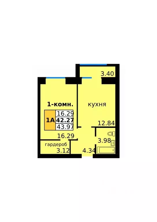 1-к кв. Чувашия, Новочебоксарск Восточная ул., 24 (44.3 м) - Фото 0