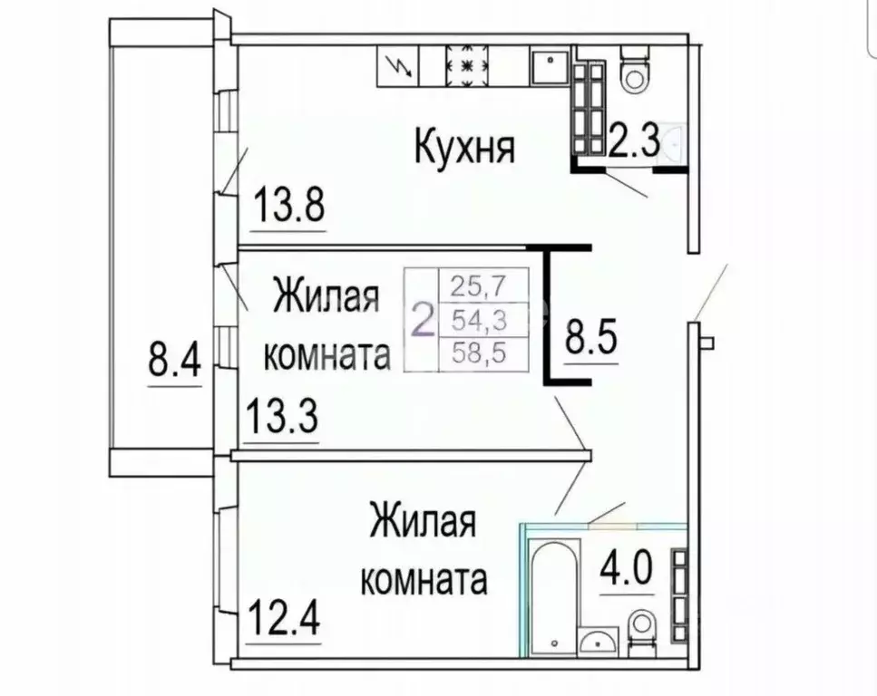 2-к кв. Волгоградская область, Волгоград ул. Глазкова, 12 (54.0 м) - Фото 2