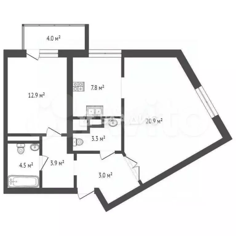 2-к. квартира, 62 м, 2/6 эт. - Фото 0