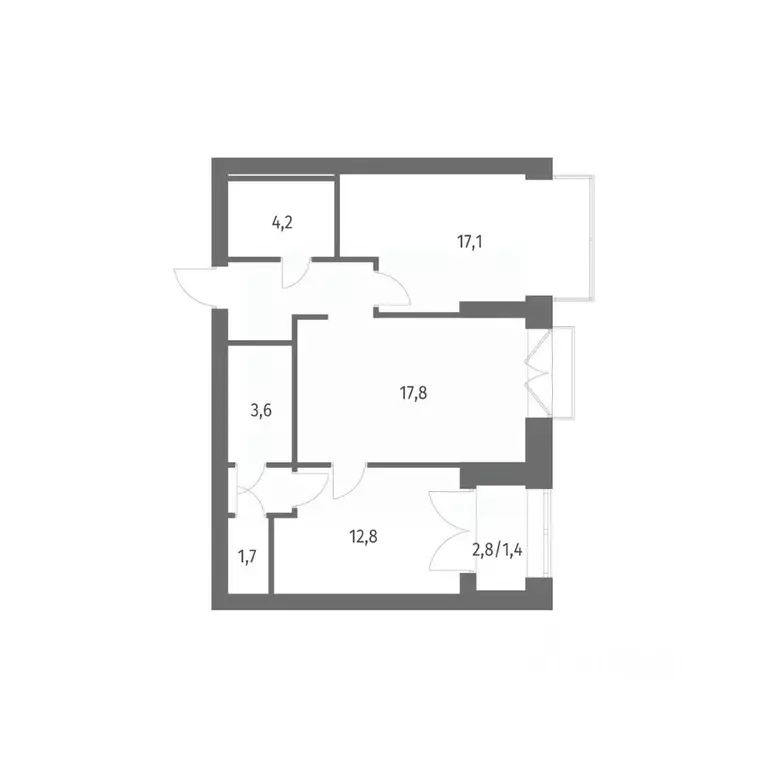 2-к кв. Санкт-Петербург ул. Академика Константинова, 1к1 (69.1 м) - Фото 0