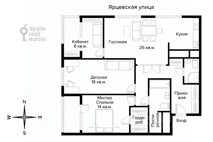 4-к кв. Москва Ярцевская ул., 34К2 (90.0 м) - Фото 1