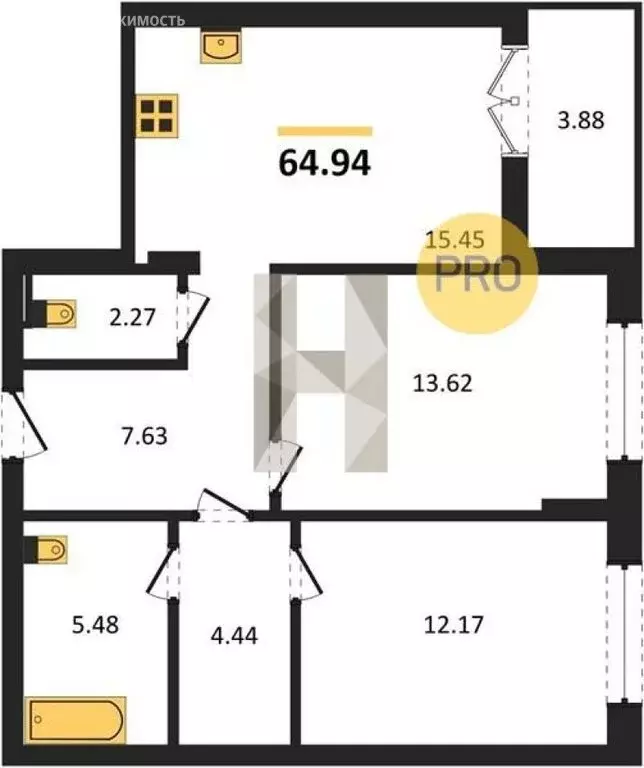 2-комнатная квартира: Гурьевск, улица Героя России Катериничева, 2к2 ... - Фото 1