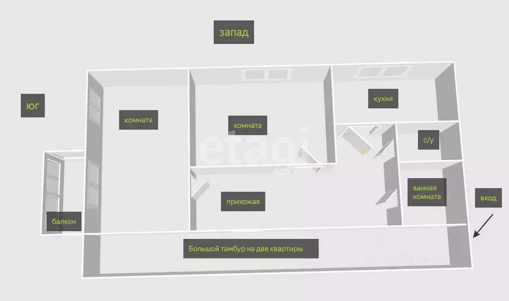2-к кв. Сахалинская область, Южно-Сахалинск Сахалинская ул., 147 (50.4 ... - Фото 1