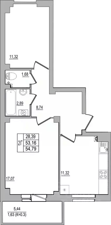 2-к кв. Псковская область, Псков ул. Юности, 32 (54.79 м) - Фото 0