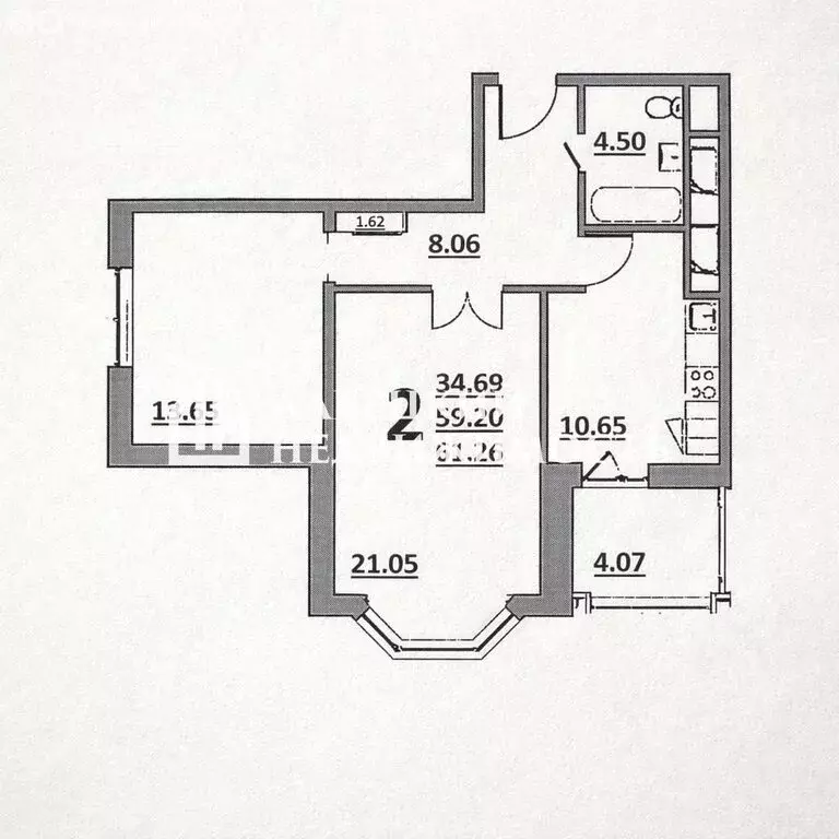 2-комнатная квартира: Домодедово, микрорайон Южный, улица Курыжова, 20 ... - Фото 2