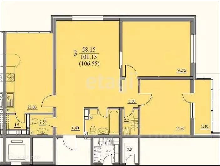 3-к кв. Краснодарский край, Новороссийск Пионерская ул., 23А (101.9 м) - Фото 1