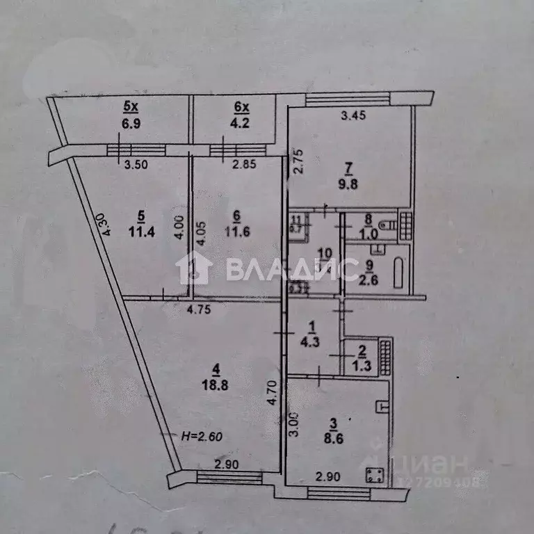 4-к кв. Ростовская область, Ростов-на-Дону ул. Зорге, 27/2 (84.0 м) - Фото 2