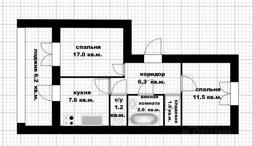 2-к кв. Башкортостан, Уфа ул. Акназарова, 24 (47.8 м) - Фото 1