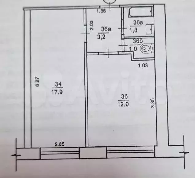 1-к. квартира, 35,9 м, 3/5 эт. - Фото 0