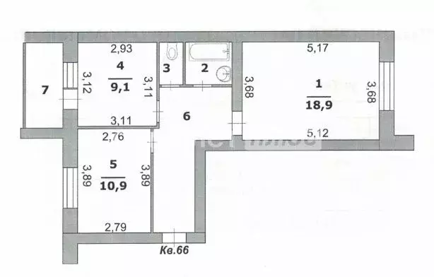 2-к кв. Белгородская область, Белгород Почтовая ул., 50а (53.6 м) - Фото 1