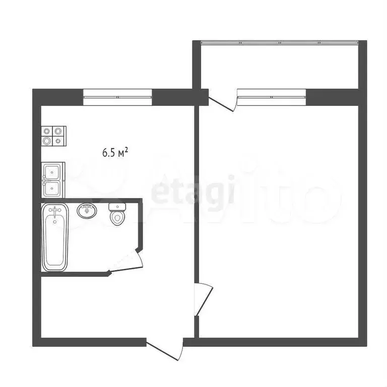 1-к. квартира, 30,1 м, 4/5 эт. - Фото 0
