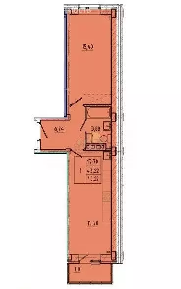 1-комнатная квартира: посёлок Дзержинск, микрорайон Современник, 32 ... - Фото 1