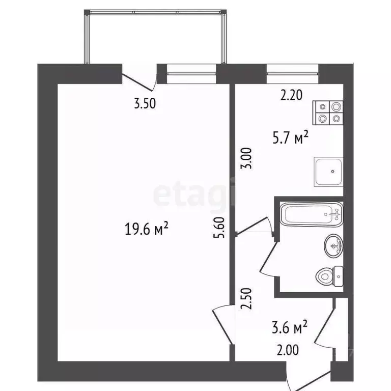 1-к кв. Крым, Симферополь ул. 1-й Конной армии (31.8 м) - Фото 1